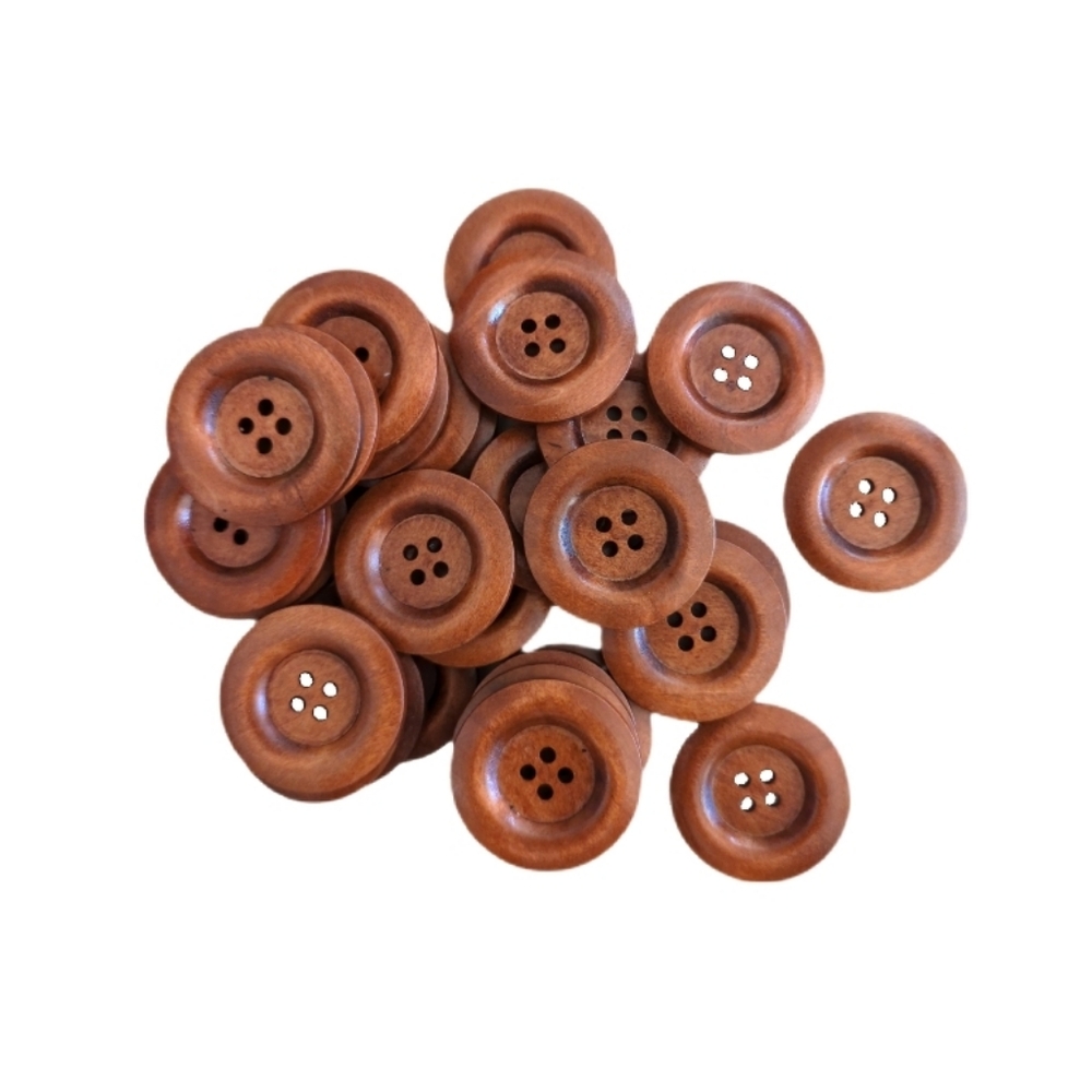 30 Wooden Buttons - Classic Rusty Brown
